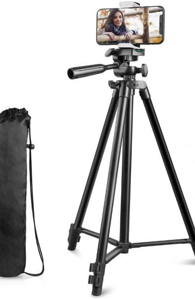 Torjim Phone Tripod, 50-inch Extendable and Lightweight Aluminum Tripod Stand with Phone Clip, Portable Travel Tripod for Photography, Video Recording, Vlogging, and More
