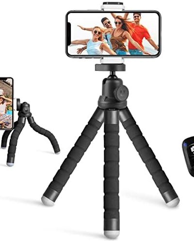 Eicaus Portable and Flexible Phone Tripod Stand for Cellphones, Compact Mini Tripod with Remote for Video Recording, Vlogging and Travel Photography(Black)