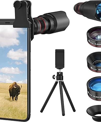 Phone Camera Lens Kit 4 in 1, Selvim 22X Telephoto Lens+235 Fisheye Lens+25X Macro Lens+0.62X Wide Angle Lens, Cell Phone Lens Kits Compatible with iPhone 12 11 10 8 7 6 6s Plus XS XR Samsung Android