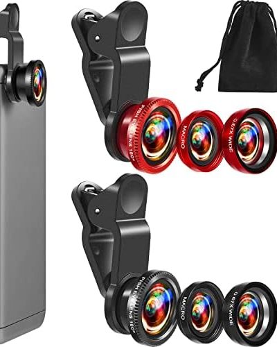 2 Pack Universal 3 in 1 Camera Lens Kit Phone Camera Lens Clip Fisheye Lens Macro Lens Wide Angle Lens Cell Phone Lens Attachments Compatible with Most Smartphones for Video, Live Show, Vlog