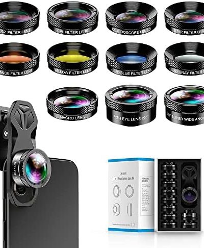 Miao LAB 11 in 1 Phone Camera Lens Kit - Wide Angle Lens & Macro Lens+Fisheye Lens/ND32/kaleidoscope/CPL/Color Lens Compatible with iPhone Samsung Sony and Most of Smartphone