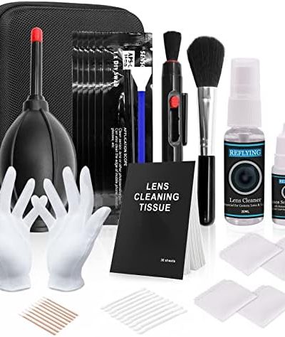 REFLYING Camera Cleaning Kit, Lens Cleaning Kit with Camera Lens Cleaner 20ml,Sensor Cleaner 10ml,Lens Cleaning Pen,16mm Sensor Cleaning Swabs for APS-C DSLR,Cleaning Cloth