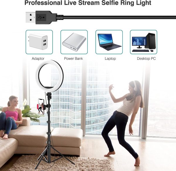 10" Selfie Ring Light with 63" Tripod Stand & Phone Holder for Live Stream/Makeup,Upgraded Dimmable Led Ring light with Remote for YouTube/TikTok/Zoom Calls/Photography, Compatible with iPhone/Android - Image 5